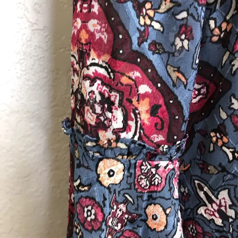 WHBM blue and pink floral Mandela print shift dress size Medium